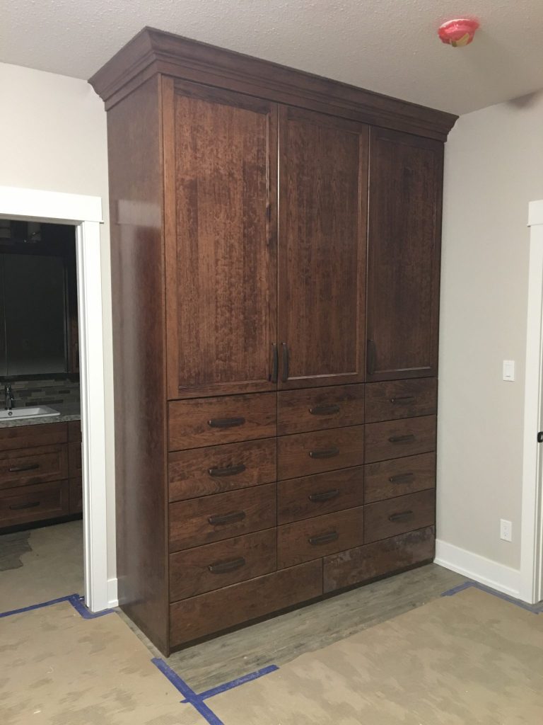large custom cabinet in master bedroom